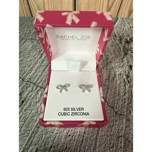 NEW IN BOX Rachel Zoe 925 Sterling Cubic Zirconia Bow Earrings